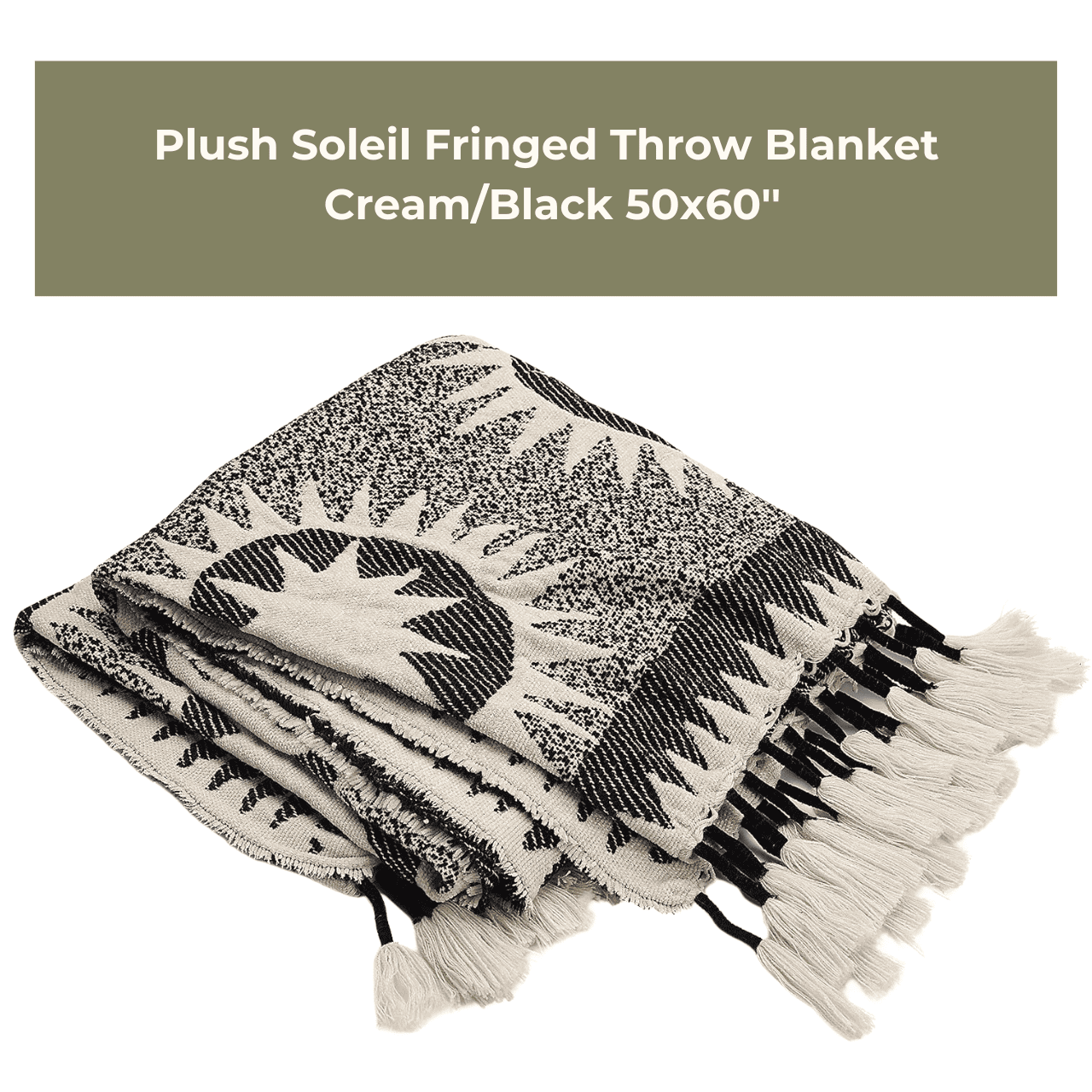 Luxury black and cream throw blanket included with the movie night gift box, perfect for adding a touch of elegance and comfort to cozy evenings.