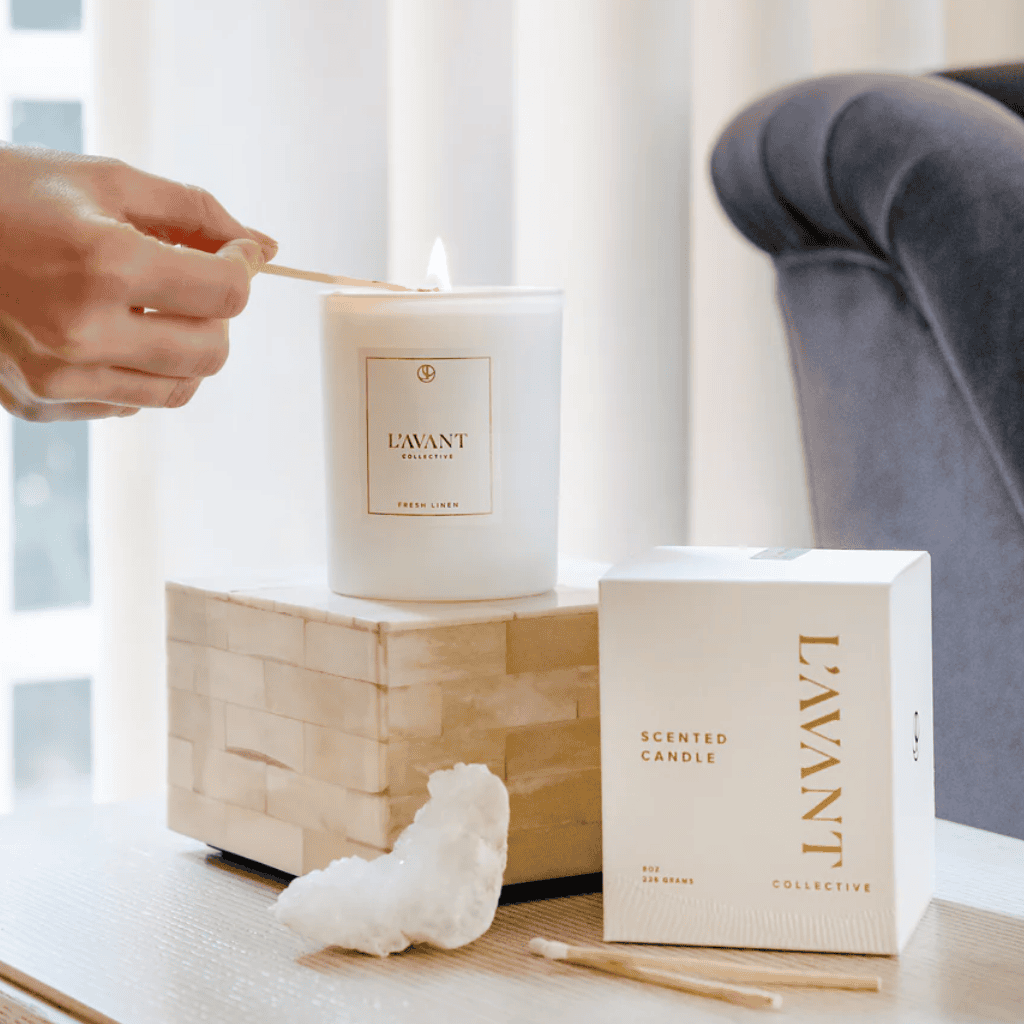 Hand-Poured Lavant Collective Candle – A luxurious, eco-friendly candle with a soft, soothing scent, perfect for creating a tranquil atmosphere in any self-care routine or spa gift set.