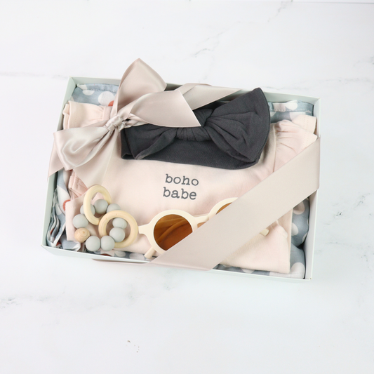 Boho Babe Baby Gift Box, a modern baby gift box and trendy baby shower gift for newborn gifting