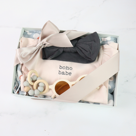 Boho Babe Baby Gift Box, a modern baby gift box and trendy baby shower gift for newborn gifting