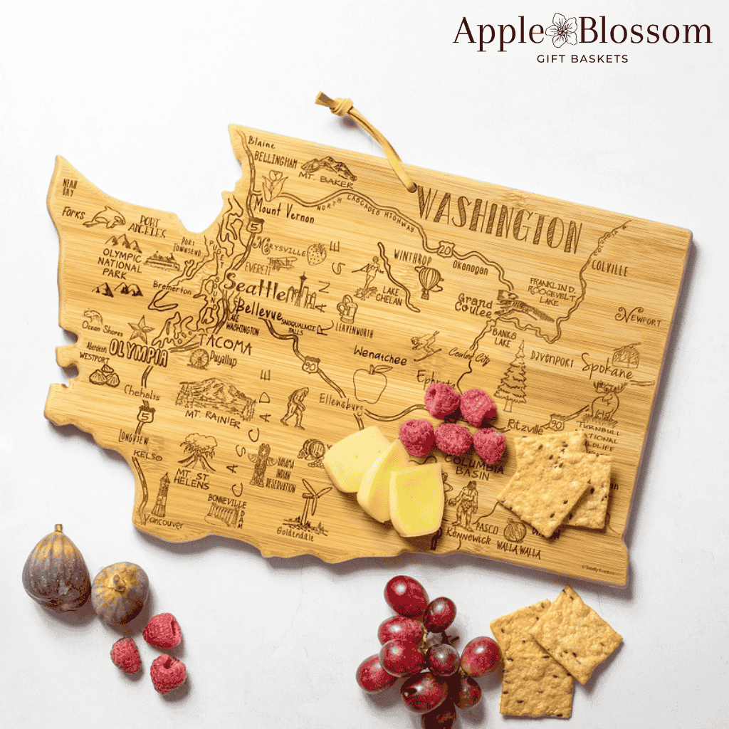 Washington state shaped cutting board made from bamboo. great gift for charcuterie and snacks