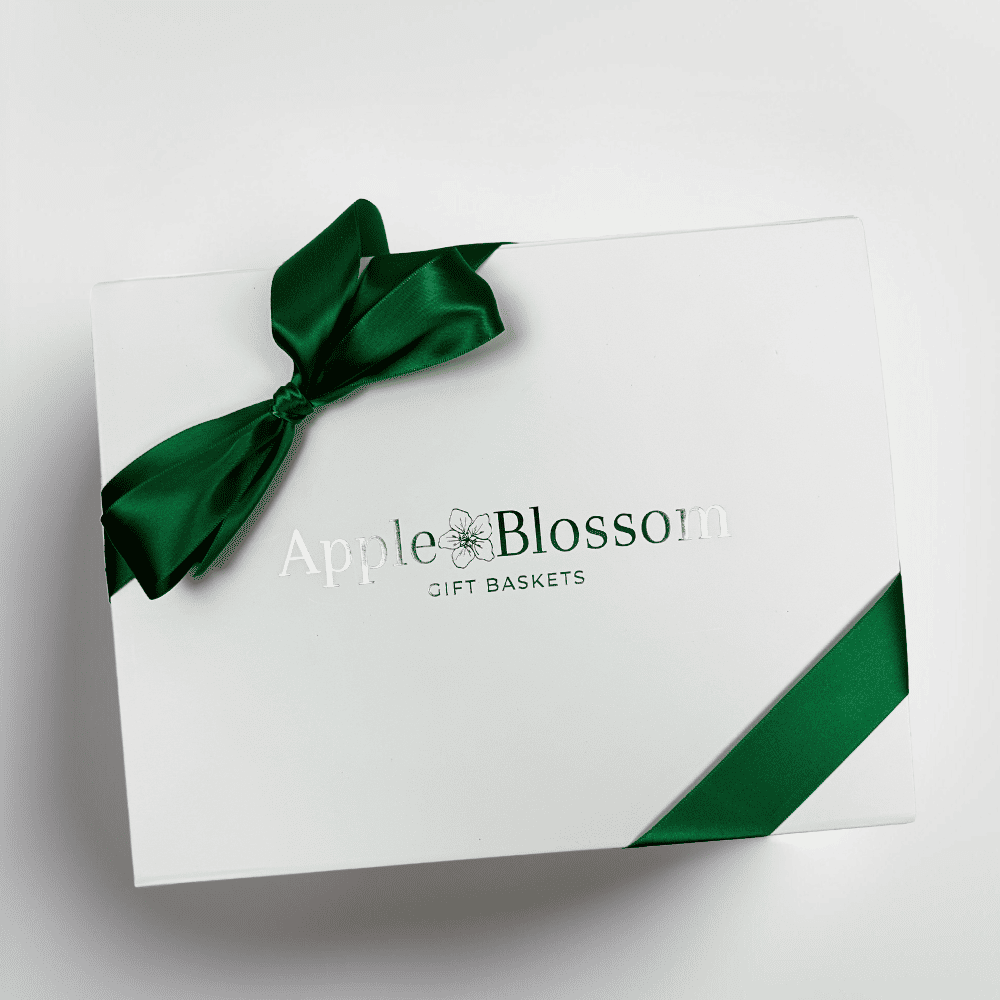 signature Apple Blossom gift baskets gift box is a soft touch magnetic close luxury gift box. Our gifts are made in WA and we specialize in corporate and all occasion gifts.