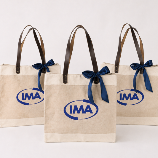 branded client onboarding custom gift tote bags with pnw snacks