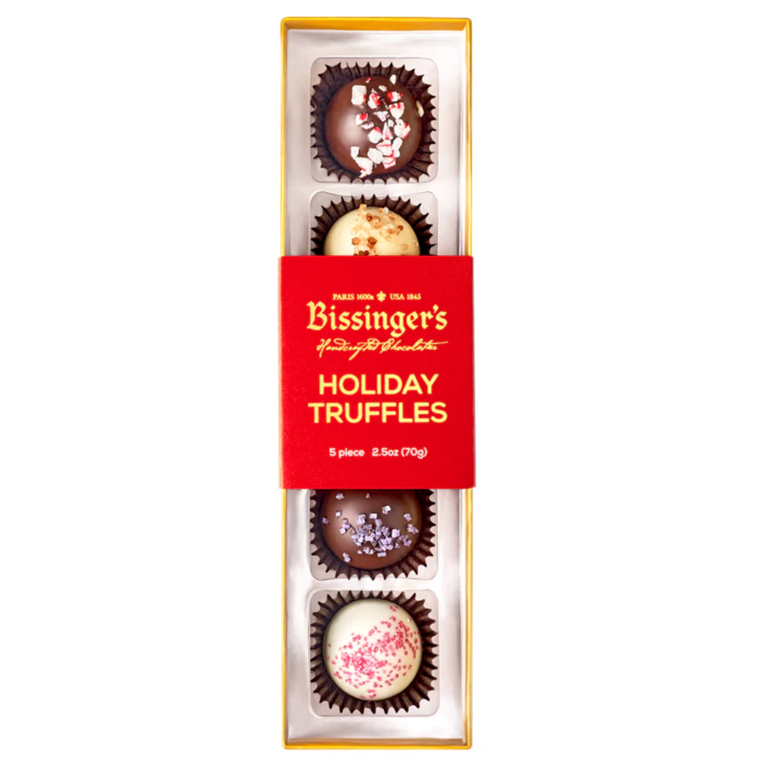 bissingers holiday truffles to build your own christmas gift basket.   An assortment of all your favorite holiday truffles including: Sugar Plum, Eggnog, Gingerbread Cookie, Peppermint and Christmas Cookie.