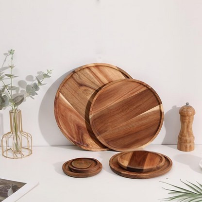 decorative round wood tray for gift basket.  build your own gift basket with a wooden tray