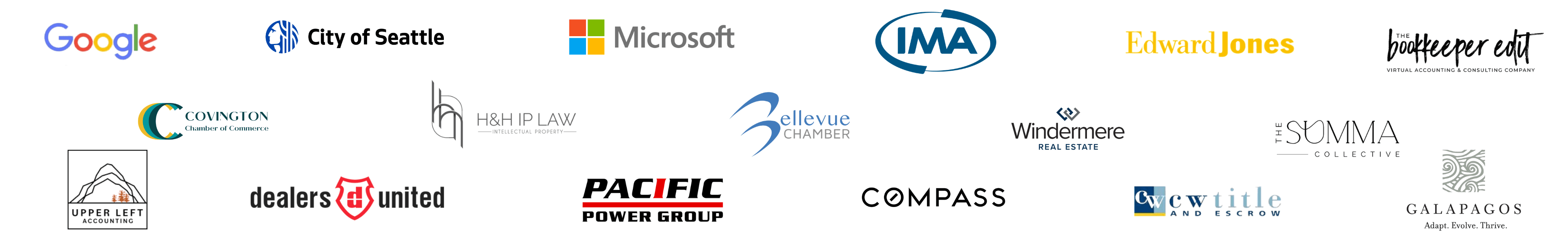 Logos of companies and organizations that have used Apple Blossom corporate gifting services for client, employee, and business gifts.