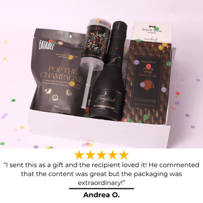 Absolutely perfect! The ultimate celebration gift—beautifully packaged and filled with delicious treats. My recipient loved it!