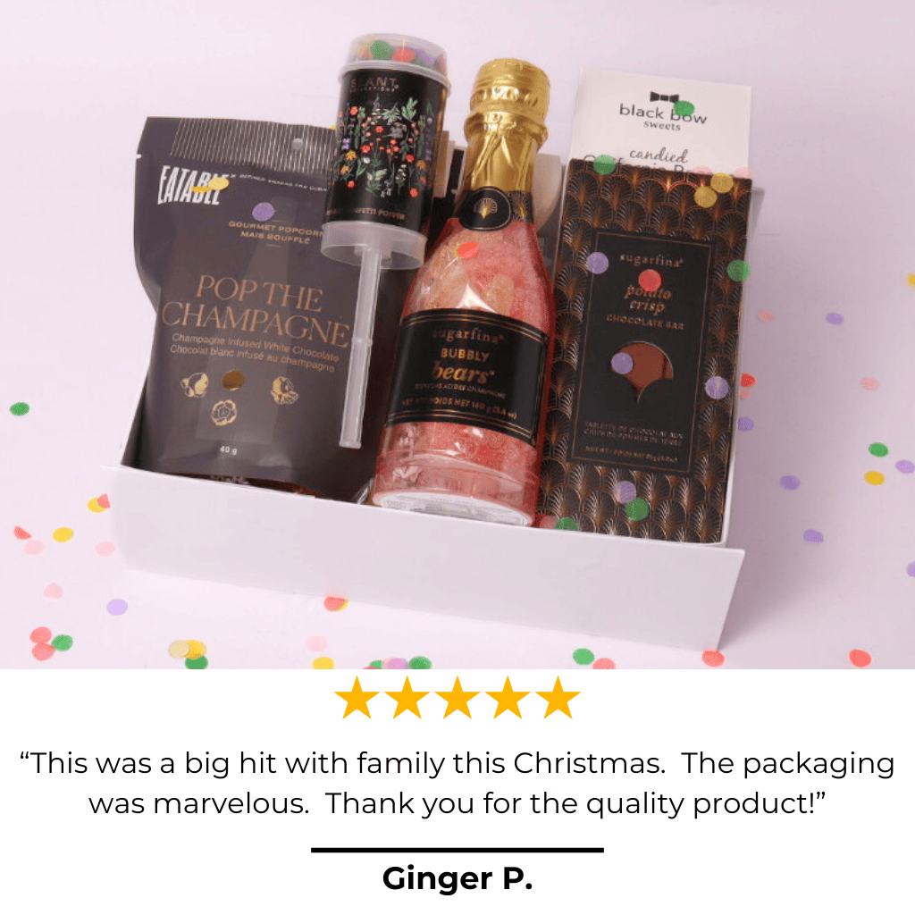 Customers love this Cheers to You gift box! Rated 5 stars for its high-end presentation and premium selection of treats.