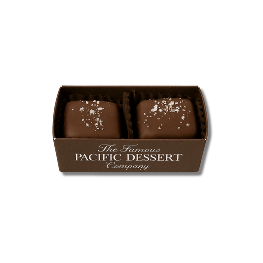 Dark Chocolate Sea Salt Caramels 2pc handmade in Woodinville Washington by the Pacific Desert company