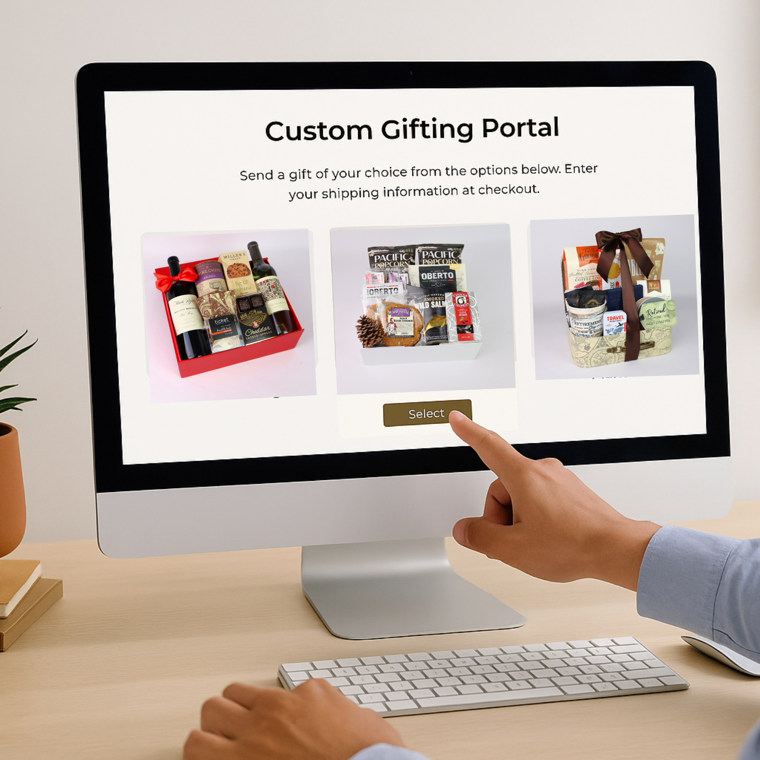 custom gifting portal for employees and clients to select their favorite gift from a predetermined collection 