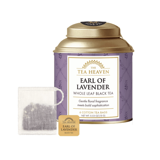 Tea Heaven Canister earl of lavender canister with 6 cotton tea bags