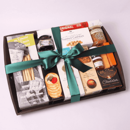 Gourmet Charcuterie Style Snack Tray featuring locally sourced snacks from Washington, including smoked muscles, uncured salami, huckleberry jam and toasted cashews—perfect for corporate gifting, holiday celebrations, or a unique housewarming gift basket.