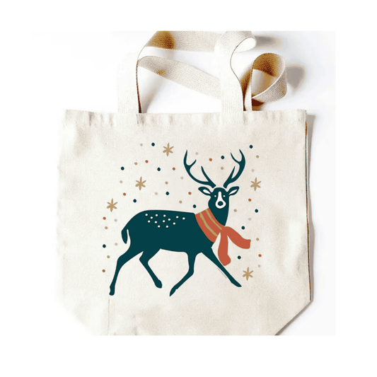 holiday reindeer canvas tote made in Seattle, WA