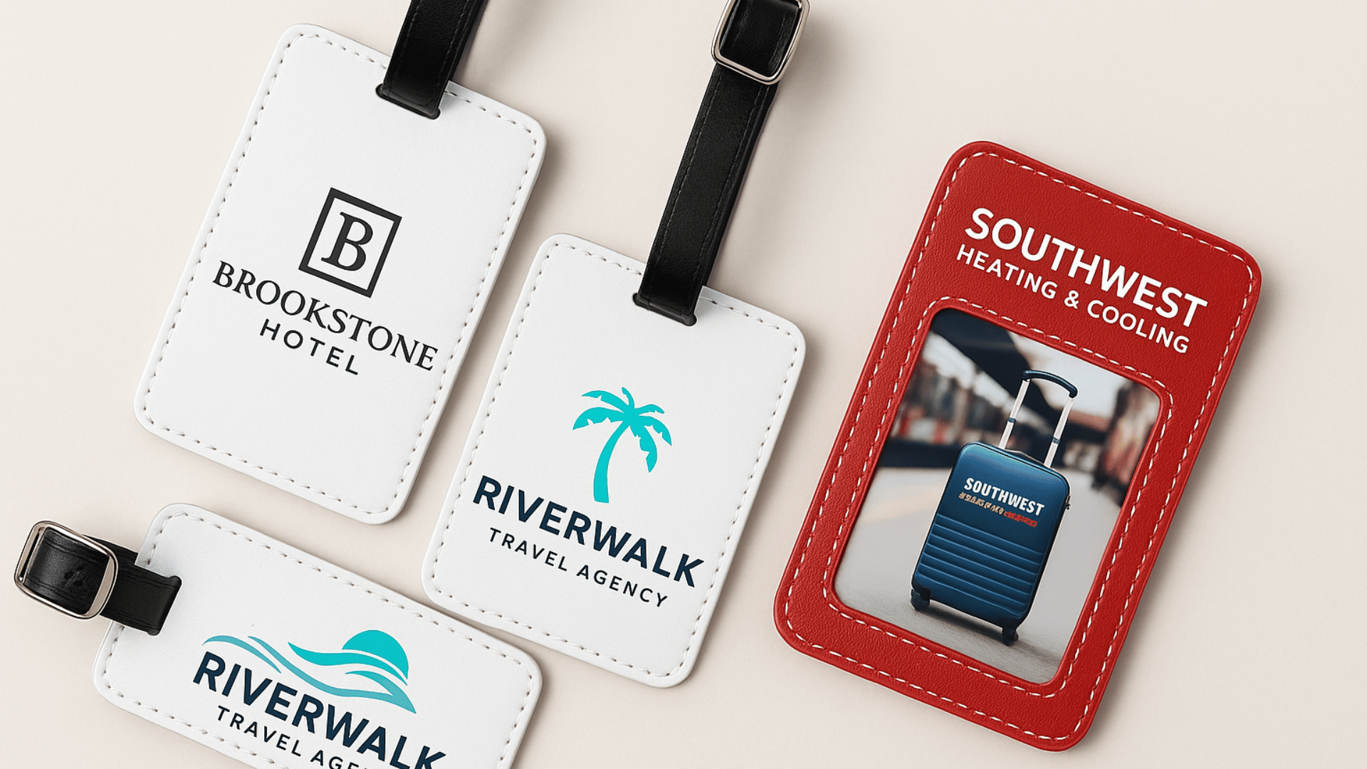 custom printed corporate logo luggage tags perfect for corporate travel gift baskets