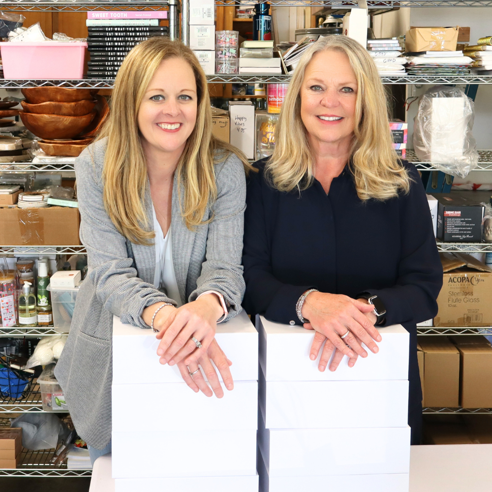 mother daughter business owners of apple blossom gifting.  veronica cockerham and lisa adsero