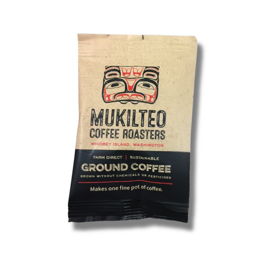 Mukilteo Coffee Roasters ground coffee package on a white background