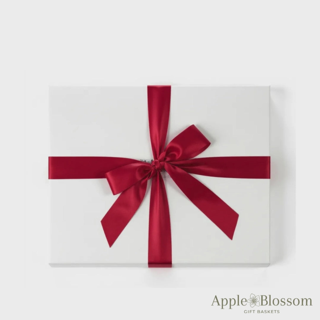 deluxe sweet treats holiday corporate gift box loaded with Christmas cookies, cheese straws, cocoa, crackers, marshmallows, biscotti and shortbread.