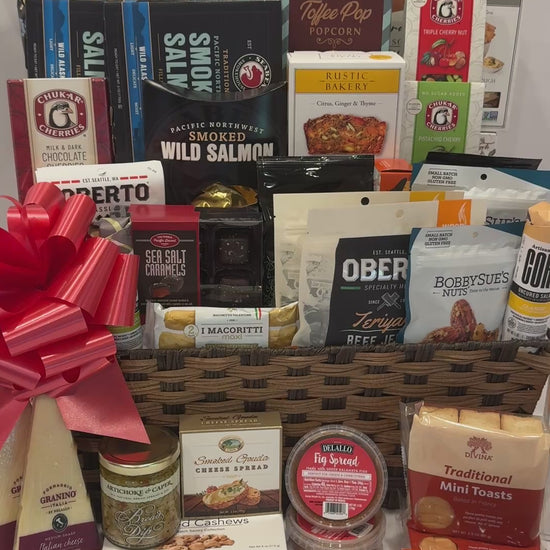 something for everyone gift basket with many snacks