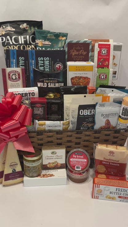 something for everyone gift basket with many snacks