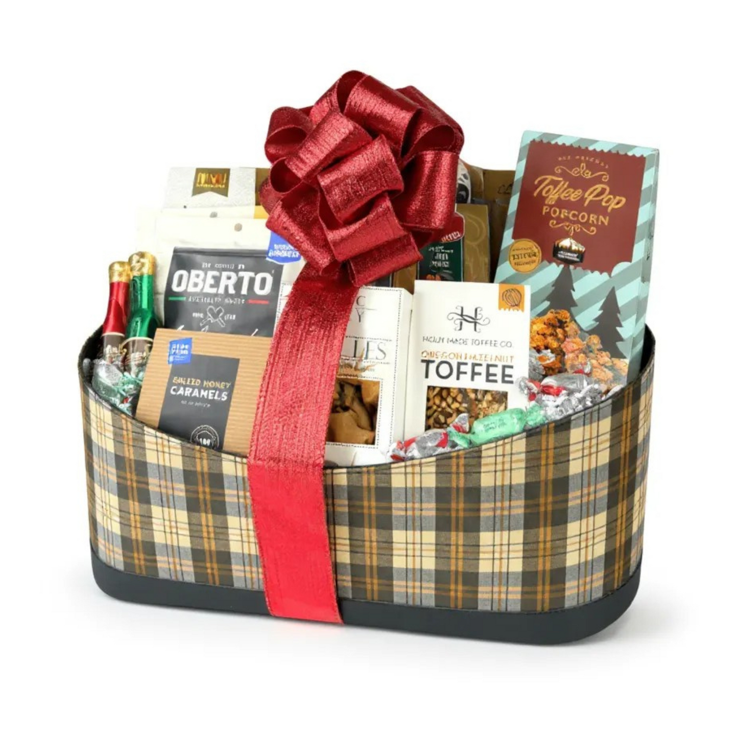 Seattle gift basket made in Washington with smoked salmon, popcorn, cheese, crackers and gourmet snacks.