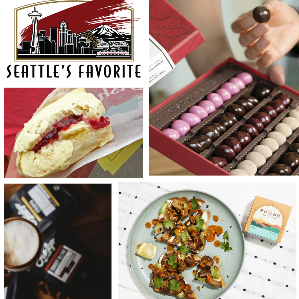 Seattle gift basket featuring Washington-made foods, artisan treats, and Pacific Northwest favorites